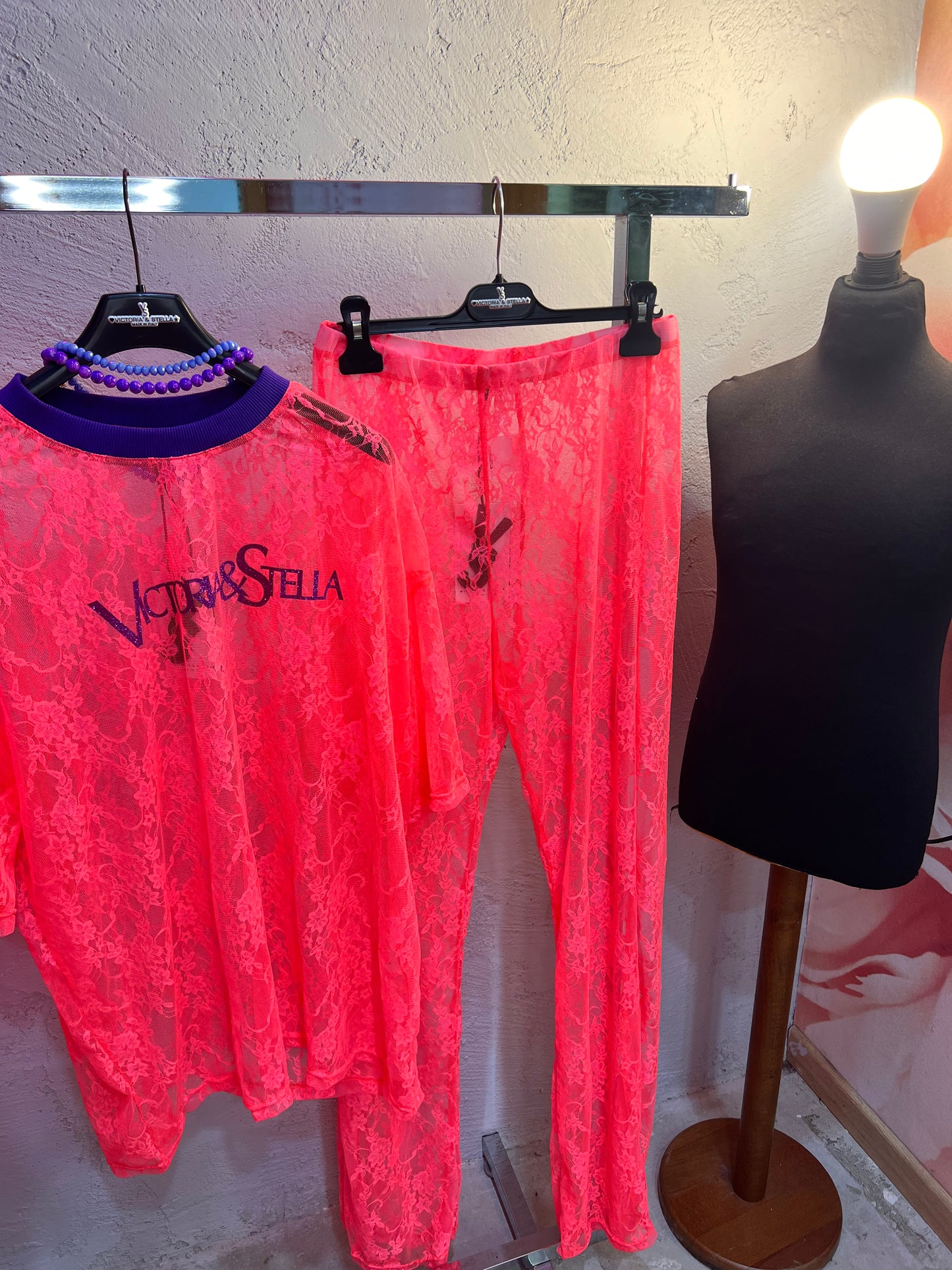 Pants o Gonna in Pizzo Corallo Fluo