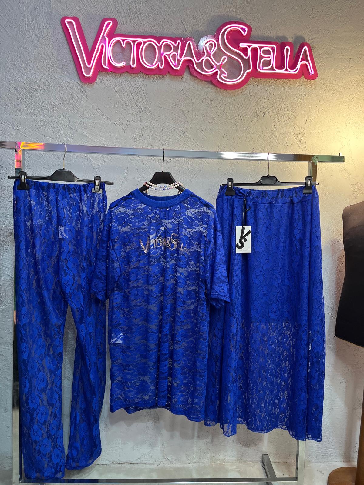 Coordinato in Pizzo Blu