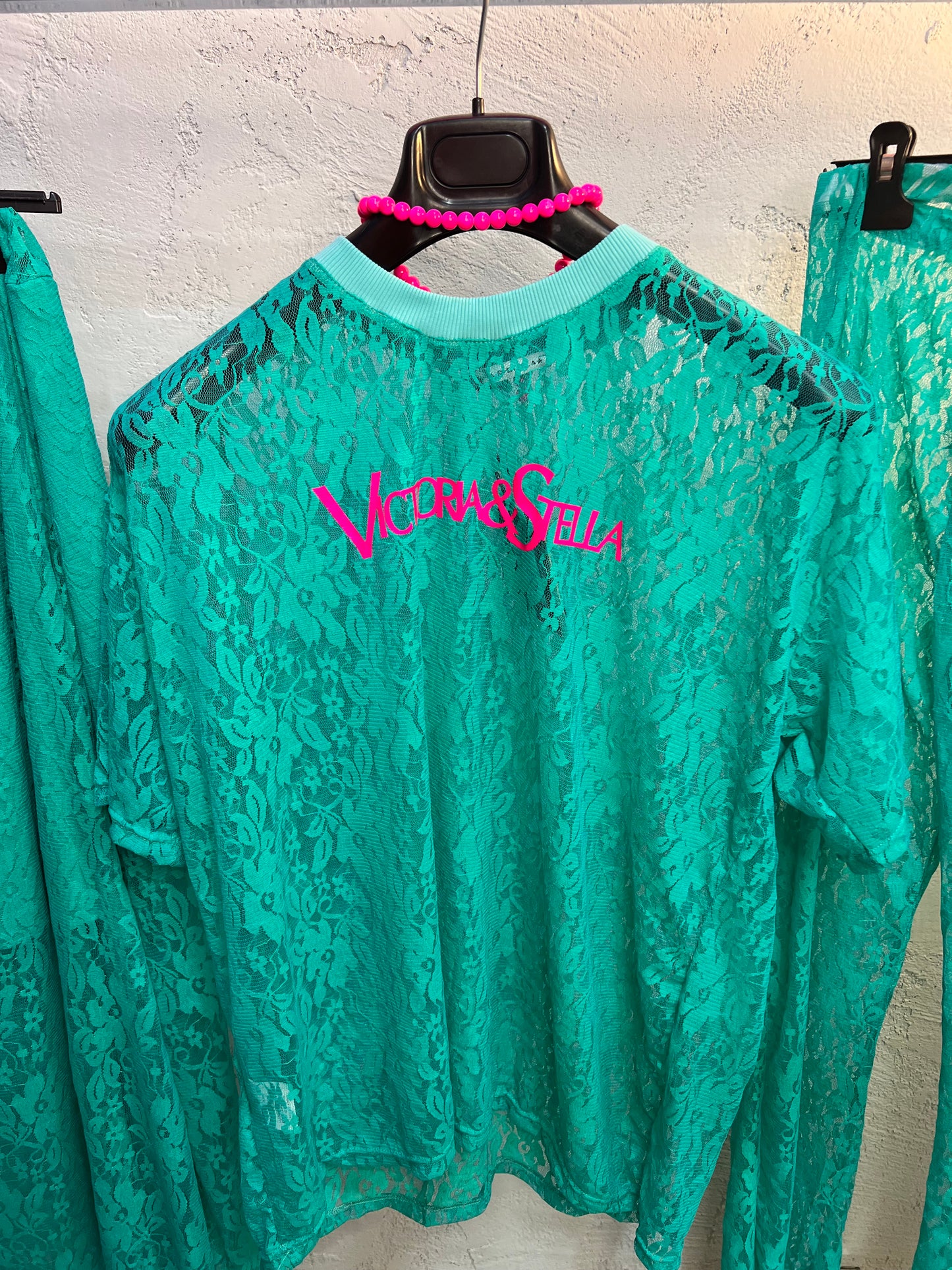 T-shirt in pizzo turchese