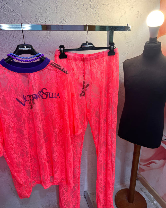 Pants o Gonna in Pizzo Corallo Fluo