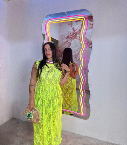 Dress Merletto Giallo fluo