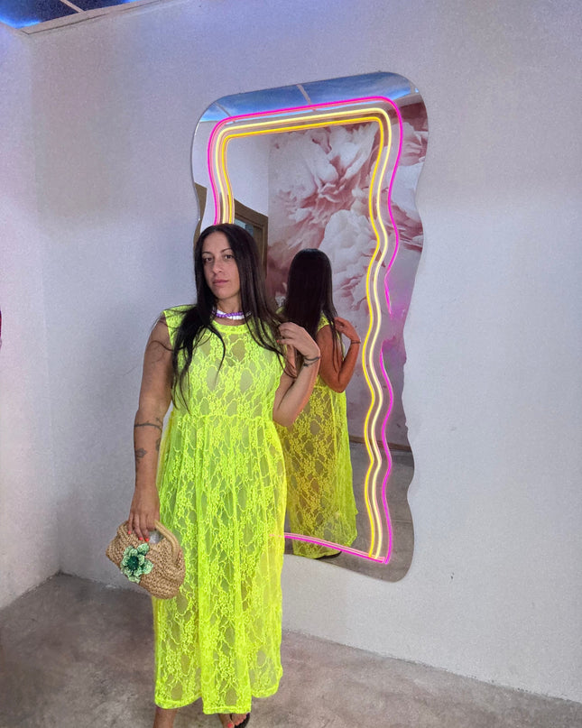 Dress Merletto Giallo fluo