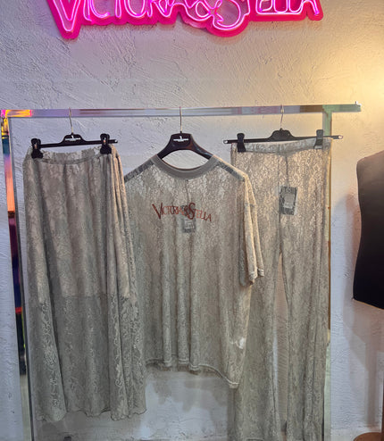 Coordinato in Pizzo Beige