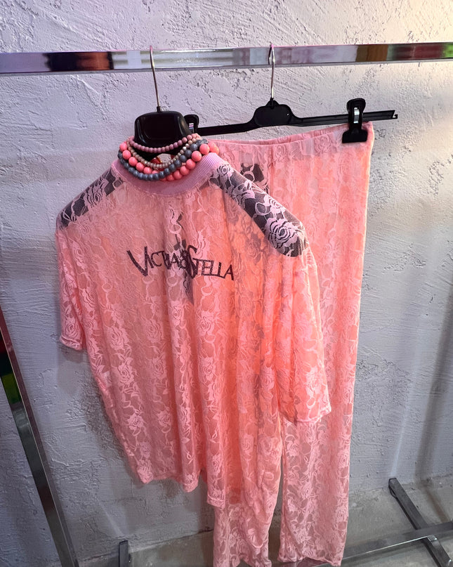 T-shirt in pizzo Rosa