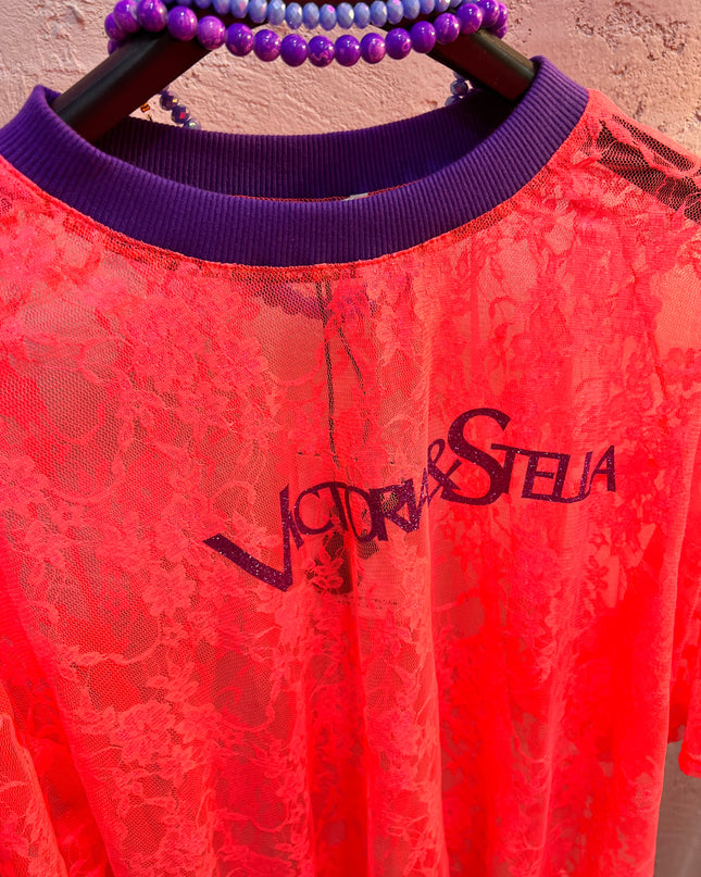 T-shirt in Pizzo Corallo Fluo