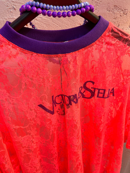 T-shirt in Pizzo Corallo Fluo