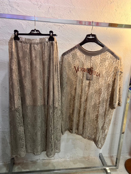 T-shirt in Pizzo Beige