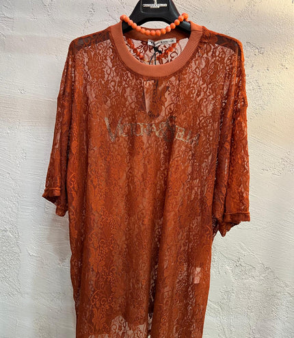T-shirt in Pizzo ruggine