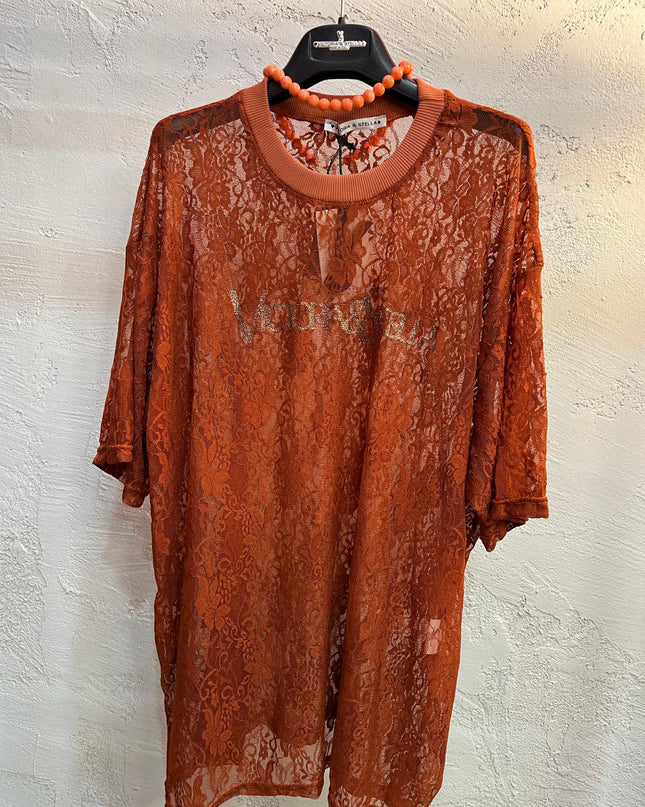 T-shirt in Pizzo ruggine