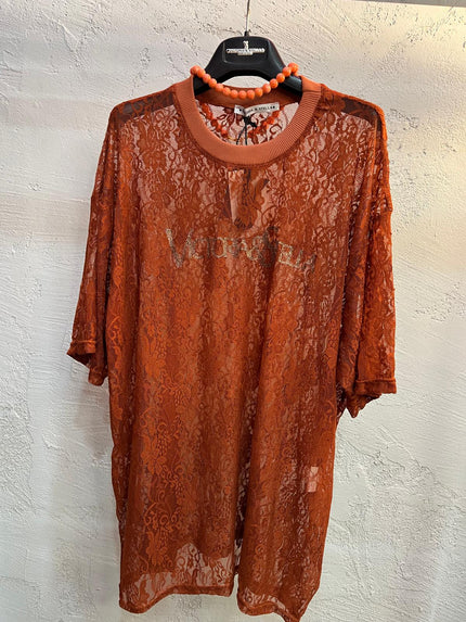 T-shirt in Pizzo ruggine