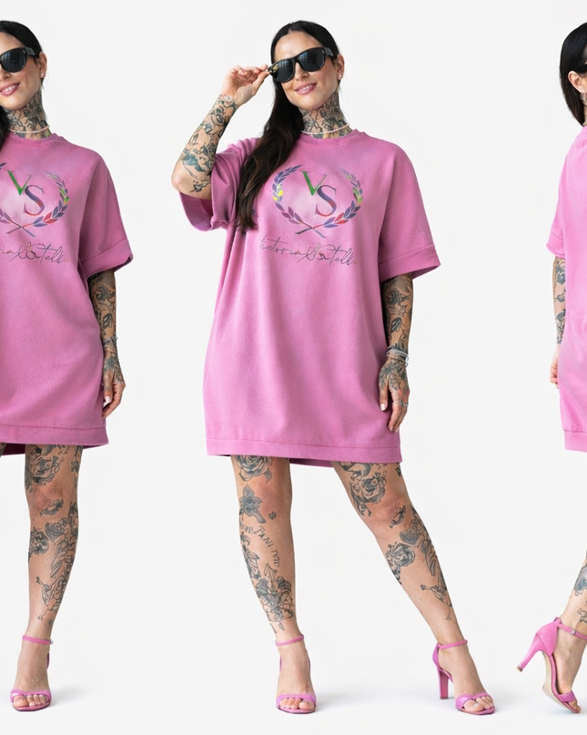 Felpa oversize  effetto vestitino Pink