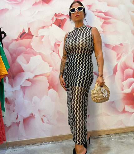 Dress Pizzo Giromanica BlackandWhite