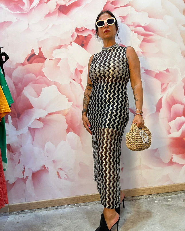 Dress Pizzo Giromanica BlackandWhite