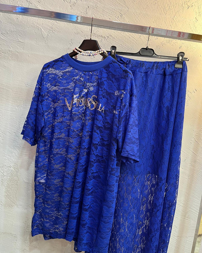 Coordinato in Pizzo Blu