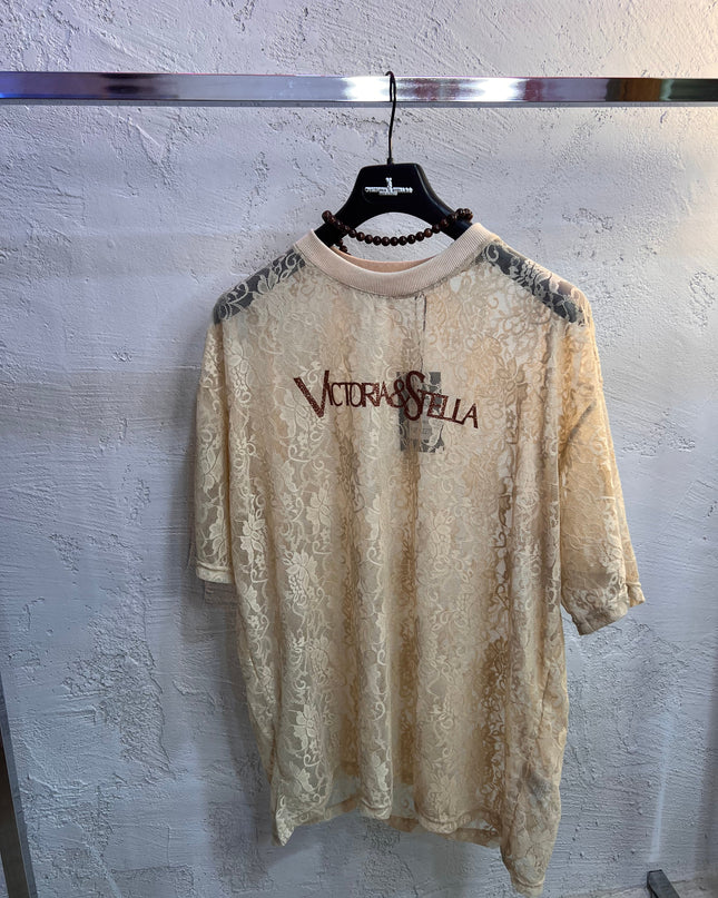 T-shirt in Pizzo Panna