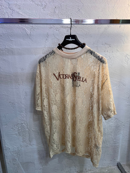 T-shirt in Pizzo Panna