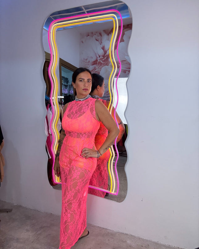 Dress Pizzo Giromanica Corallo fluo