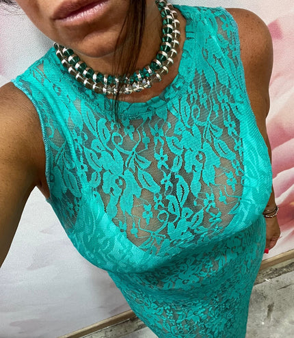 Dress Pizzo Giromanica Turchese