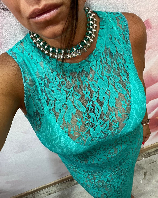Dress Pizzo Giromanica Turchese
