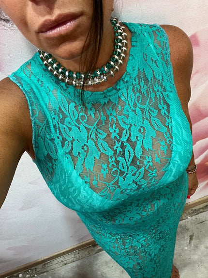 Dress Pizzo Giromanica Turchese