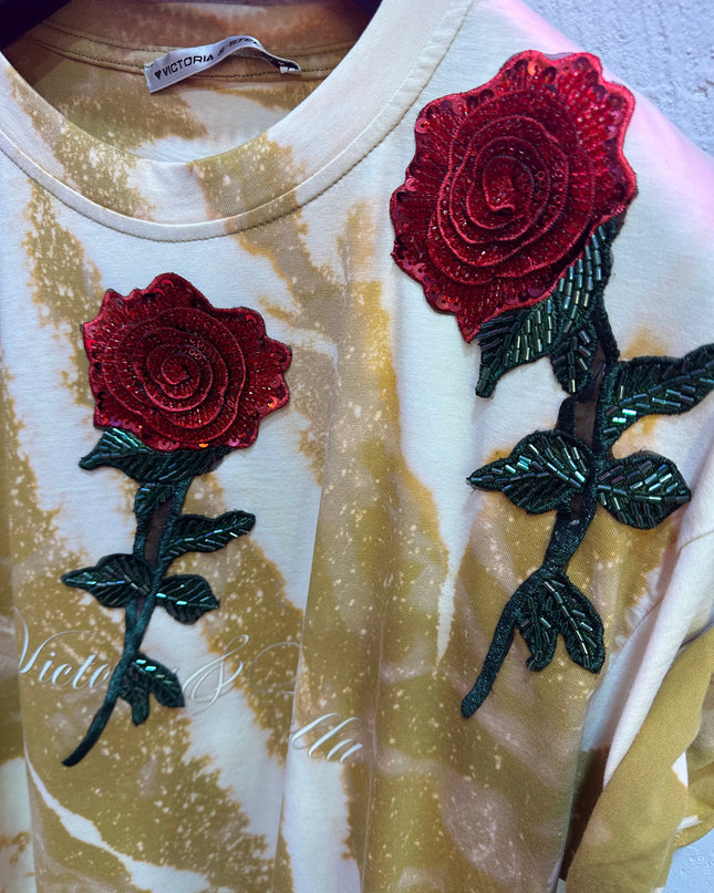 T-shirt Oversize Rose Glow Tie-Dye