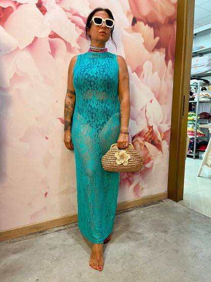 Dress Pizzo Giromanica Turchese