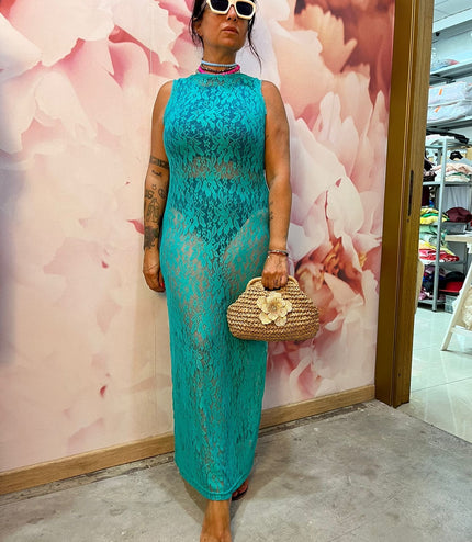 Dress Pizzo Giromanica Turchese