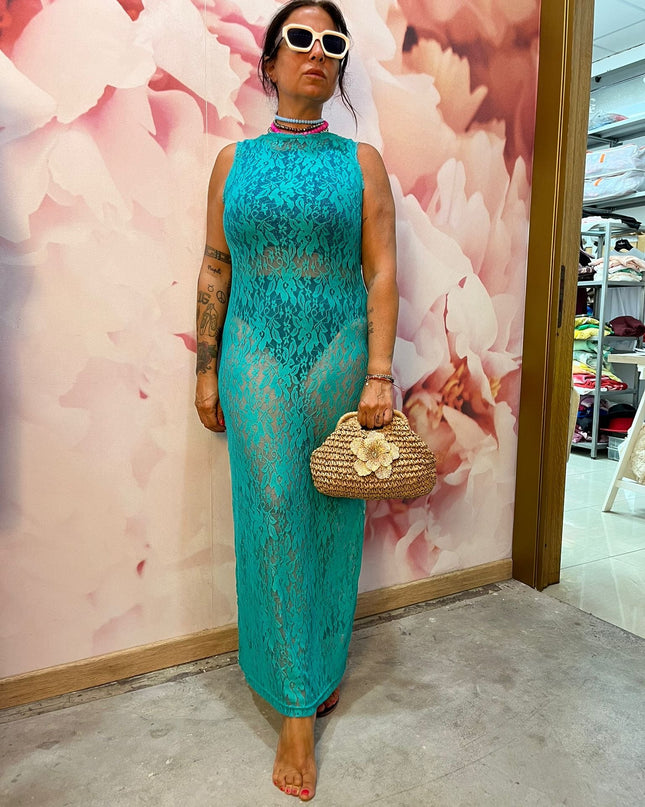 Dress Pizzo Giromanica Turchese