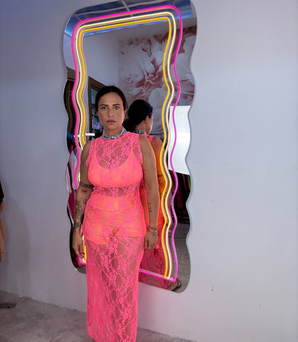 Dress Pizzo Giromanica Corallo fluo