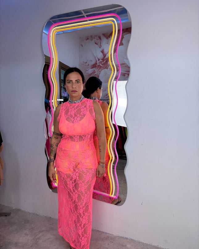 Dress Pizzo Giromanica Corallo fluo