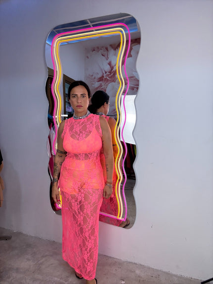 Dress Pizzo Giromanica Corallo fluo