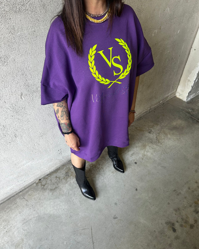 Felpa oversize effetto vestitino Viola