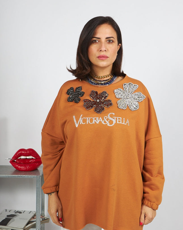 Felpa Olivia con applicazioni