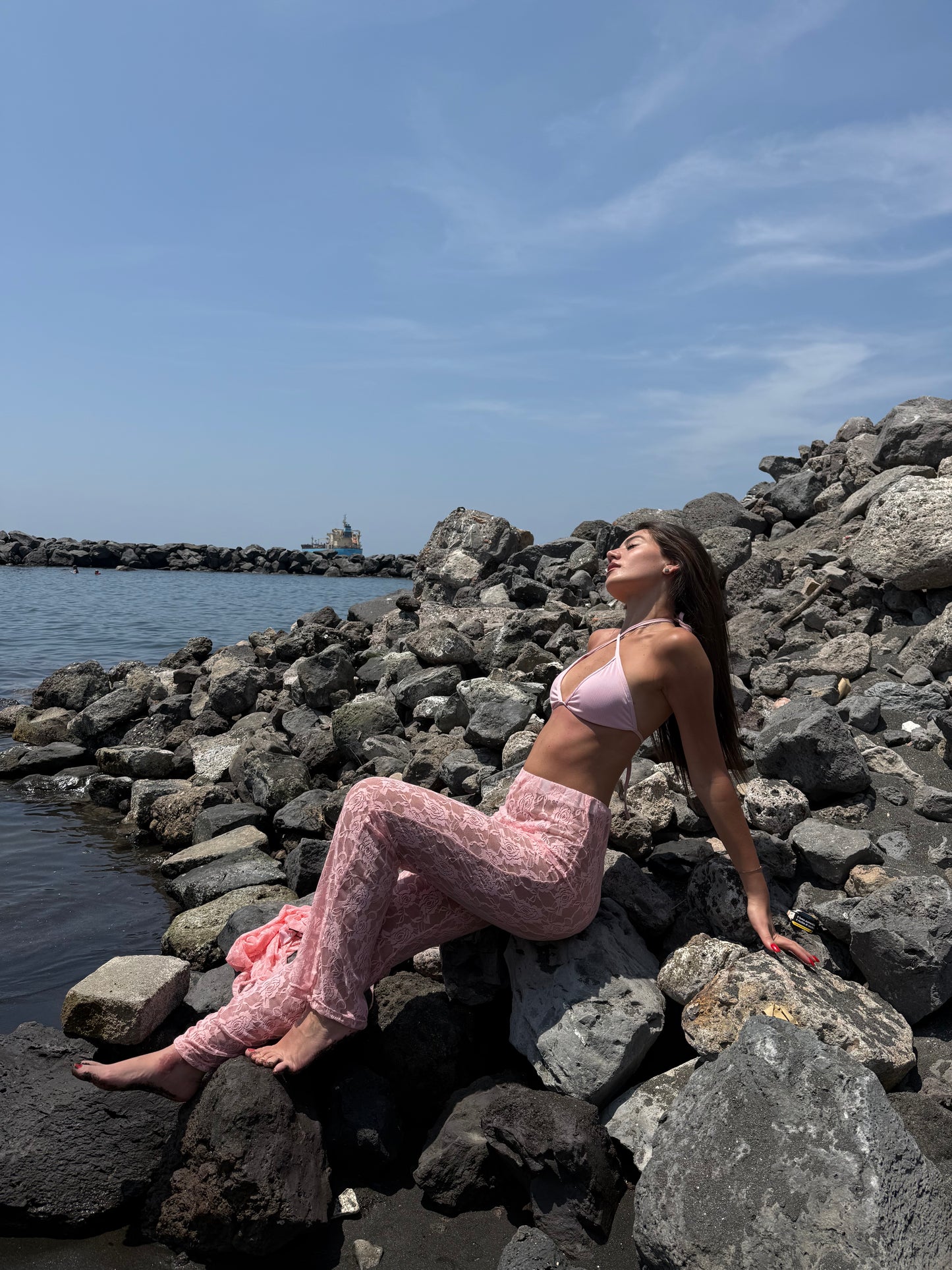 Coordinato in pizzo Rosa