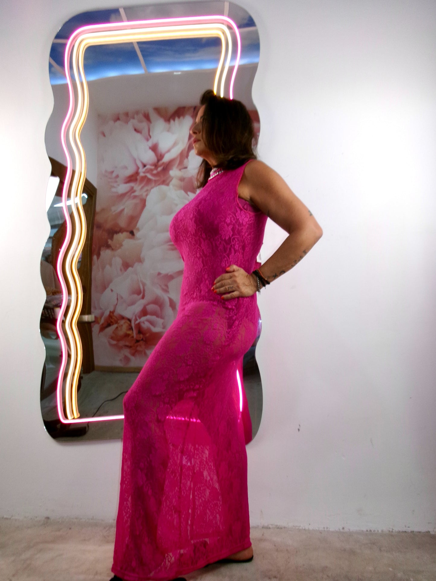 Dress in pizzo Giromanica Fucsia