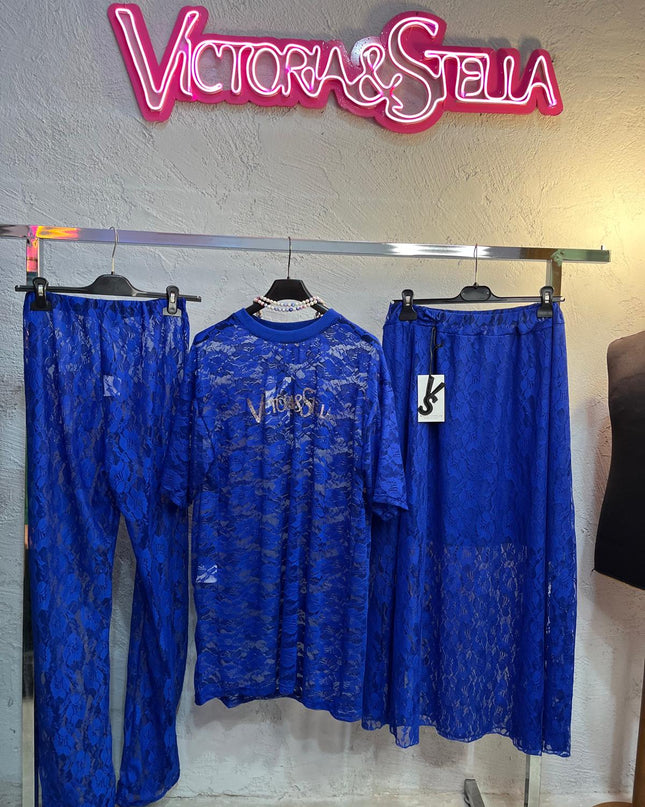 Coordinato in Pizzo Blu