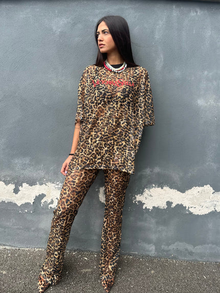 Pants in pizzo leopardato