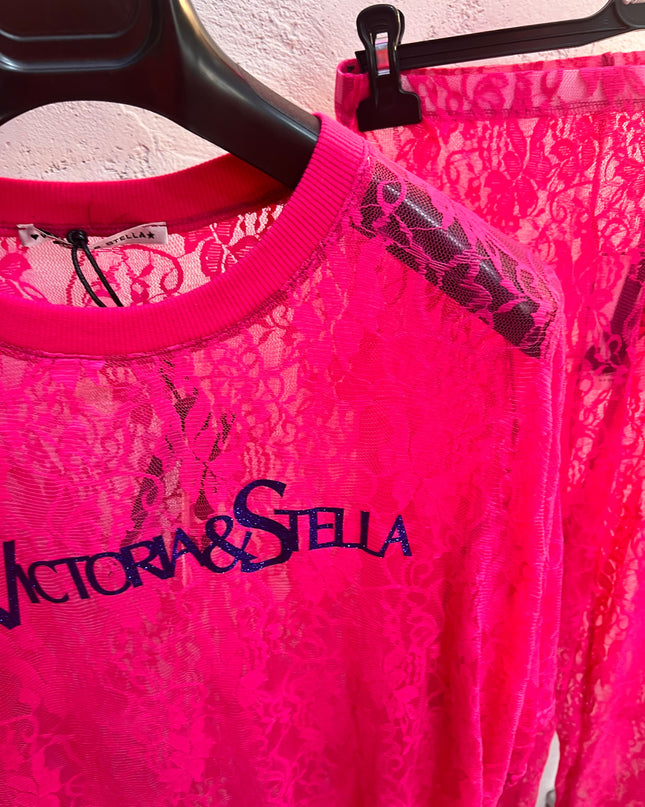 T-shirt in Pizzo Fuxia