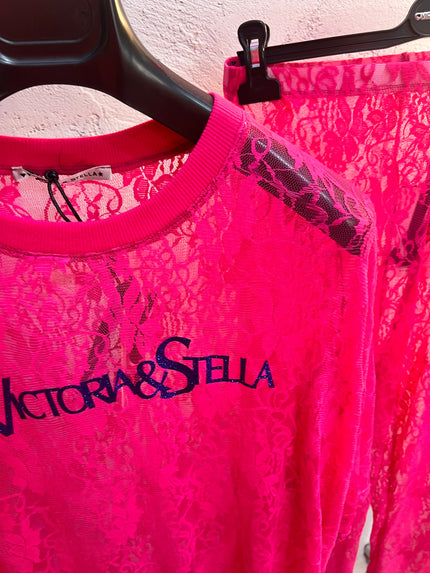 T-shirt in Pizzo Fuxia
