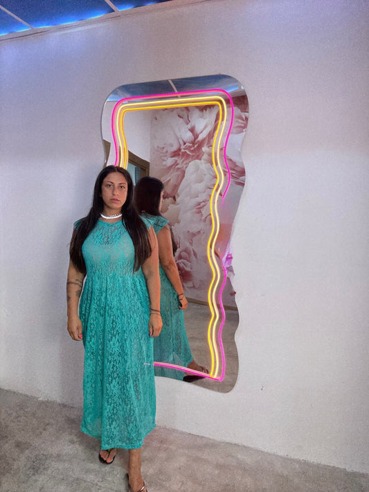 Dress merletto Turchese