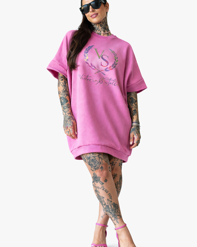 Felpa oversize  effetto vestitino Pink