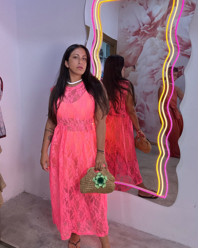 Dress Merletto Corallo fluo