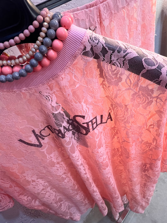 T-shirt in pizzo Rosa