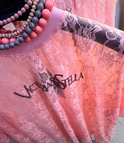 T-shirt in pizzo Rosa