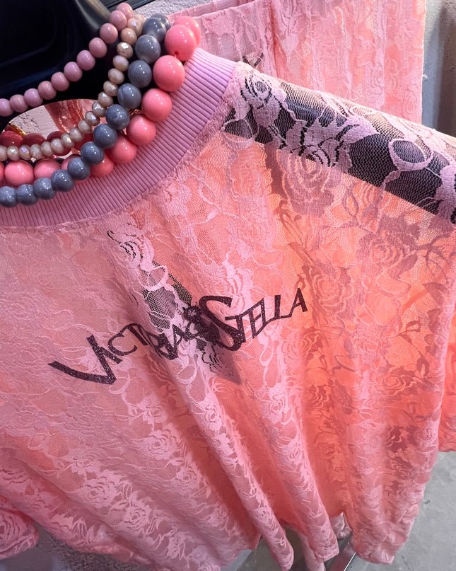 T-shirt in pizzo Rosa