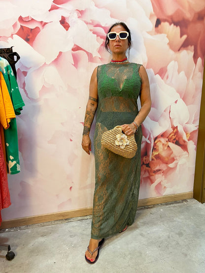 Dress Pizzo GiroManica verde