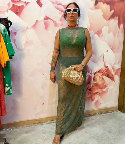 Dress Pizzo GiroManica verde