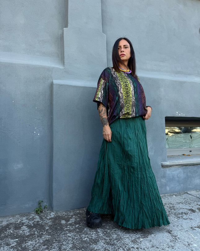 Gonna Ruched Verde Scuro