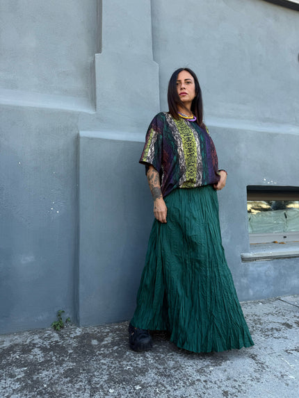 Gonna Ruched Verde Scuro