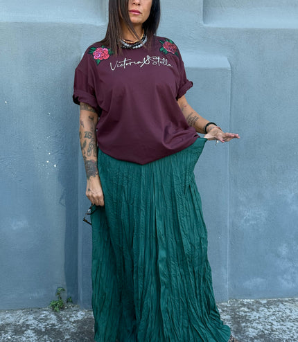 Gonna Ruched Verde Scuro